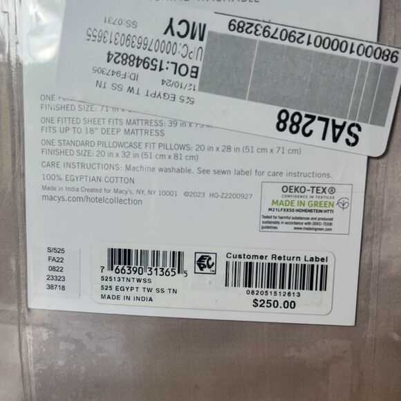 Hotel Collection
525 Thread Count Egyptian Cotton Sheet Set, Twin, Tan - Picture 6 of 7